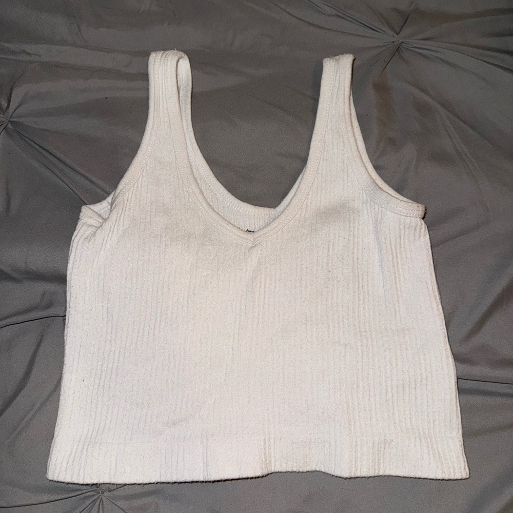 White Ribbed Women's Tank Top